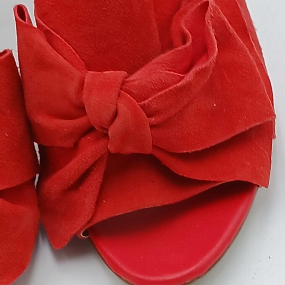 SAM EDELMAN Women's SUEDE ORANGE YUMI BOW STACKED BLOCK HEEL SANDAL‎ MULE SIZE 9 - Picture 6 of 12